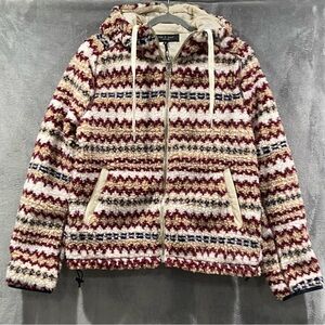 Rag & Bone Fair Isle Sherpa Hoodie Size M Full Zip Side Pockets Drawstring NWT